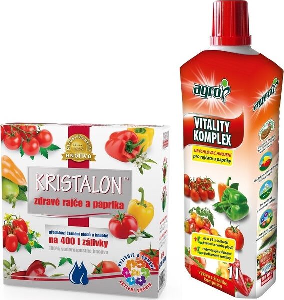 Kristalon Zdravé rajče a paprika 0,5 kg + AGRO Vitality Komplex rajče a paprika 1 L